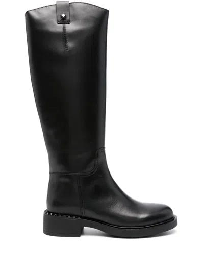 Ash Faith Leather Boots In Black