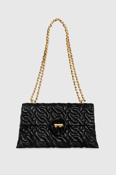 Rebecca Minkoff Double Gusset Quilted Chain Crossbody Bag In Black/antique Brass