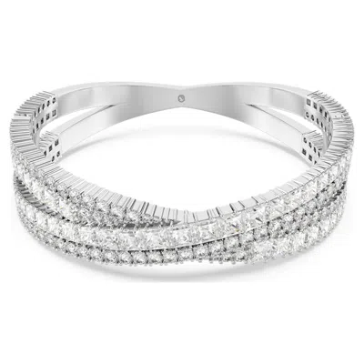 Swarovski Mixed Cuts, Infinity, White, Rhodium Plated Hyperbola Cuff Bracelet