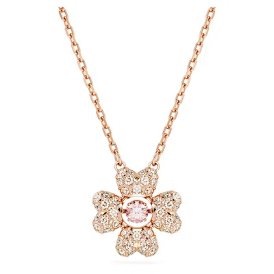 Swarovski Rose Gold-tone Idyllia Crystal Clover Pendant Necklace, 15" + 2-3/4" Extender In White