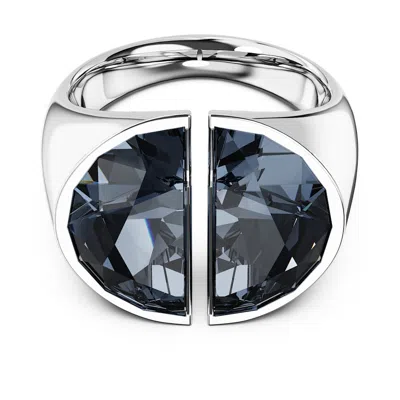 Swarovski Women's Lucent Rhodium-plated & Crystal Half-cut Cocktail Ring In Gray