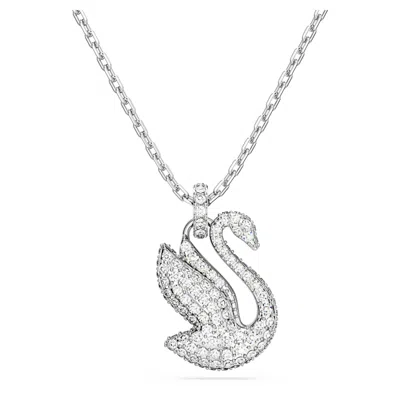 Swarovski Crystal Swan Small Iconic Swan Pendant Necklace In White