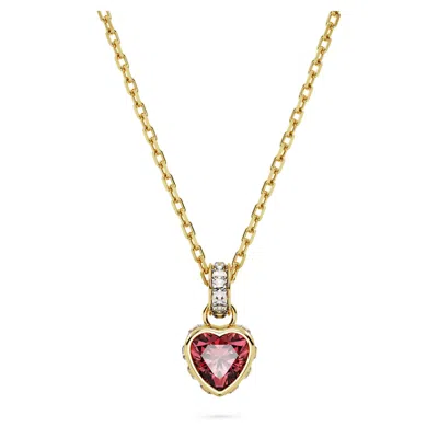 Swarovski Crystal Heart Stilla Pendant Necklace In Red   / Gold / Gold Tone