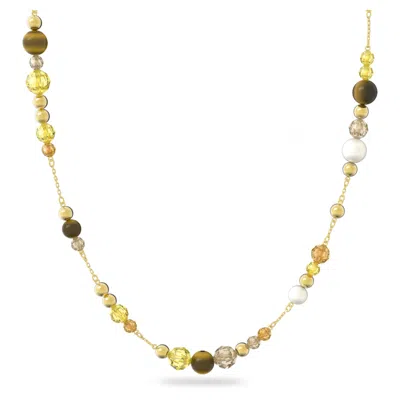 Swarovski Somnia Crystal And Tiger's Eye Bead Necklace In Yellow