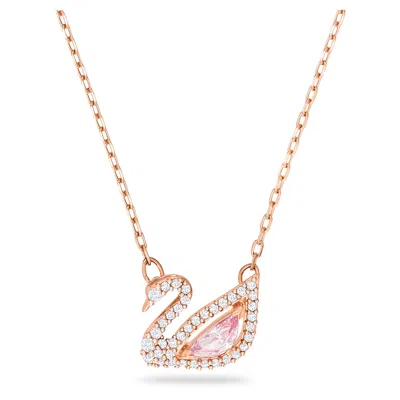 Swarovski Rose Gold-tone Crystal Swan Pendant Necklace, 14-7/8" + 2" Extender In Pink