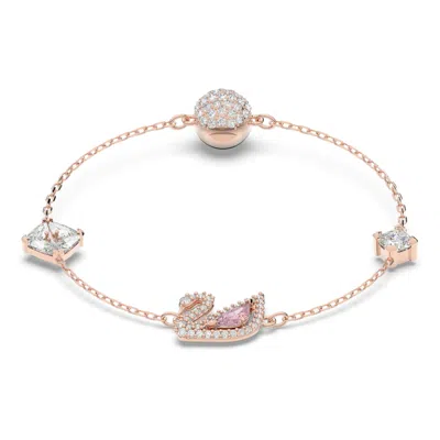 Swarovski Dazzling Swan Magnetic Rose Gold Tone Plated Bracelet In Pink