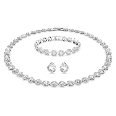 Swarovski Angelic Necklace, Bracelet & Stud Earrings Set In Rhodium Plated In White