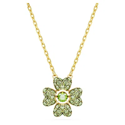 Swarovski Gold-tone Color Crystal Clover Pendant Necklace, 15" + 2-3/4" Extender In Green