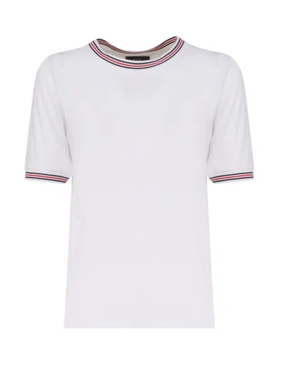 Fay Striped-trim T-shirt In White
