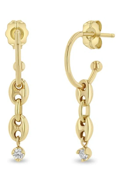 Zoë Chicco Women's Heavy Metal Small 14k Yellow Gold & .06 Tcw Diamond Mariner Chain Drop Earrings