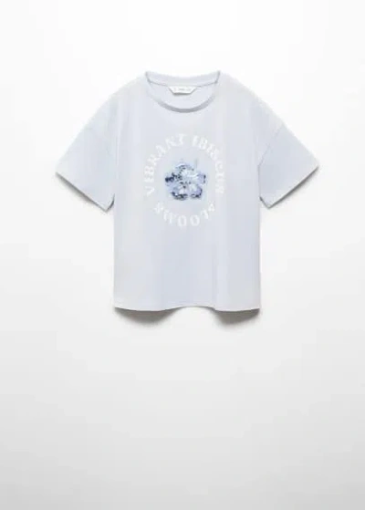 Mango Kids' T-shirt In Bleu Ciel