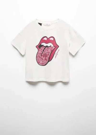 Mango Kids' T-shirt The Rolling Stones In Blanc Cassé