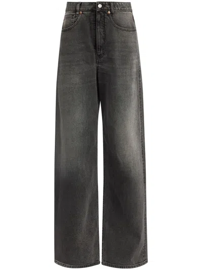 Mm6 Maison Margiela Asymmetric Wide-leg Jeans In Grey