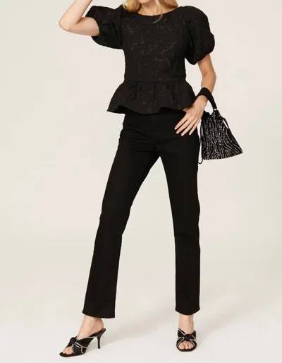 Line And Dot Delilah Peplum Top With Bow Tie In Black
