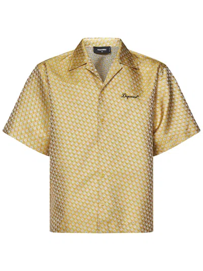 Dsquared2 Camicia Micro Flowers Hawaii  In Yellow