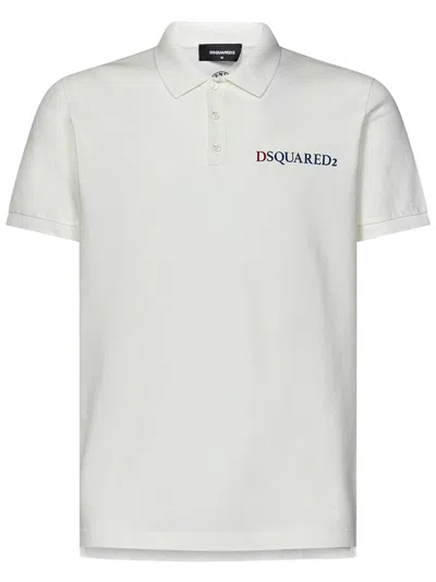 Dsquared2 Polo Backdoor Access Tennis Fit  In Bianco