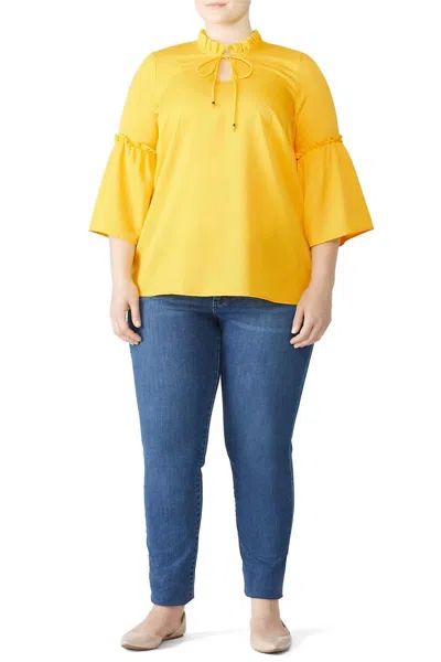 Junarose Tie Neck Top In Yellow