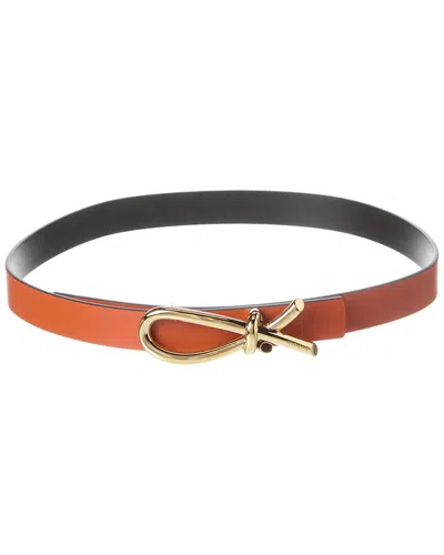 Ferragamo Bow Buckle Reversible Leather Belt In Brown