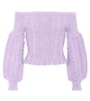 VALENTINO CROPPED OFF-THE-SHOULDER WOOL jumper,P00283080