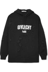 GIVENCHY Printed distressed cotton-jersey hooded top