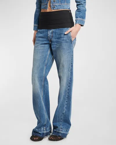 Stella Mccartney Mid-rise Cummerbund Straight-leg Vintage Blue Wash Jeans In Mid Vintag