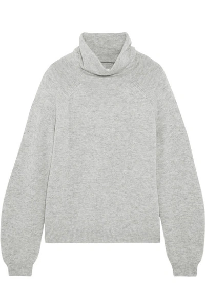 Allude Balloon Sleeve Cashmere Turtleneck Jumper In Light Grey