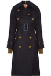 SACAI SHELL-TRIMMED MELTON WOOL COAT