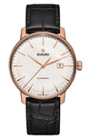 RADO COUPOLE CLASSIC AUTOMATIC EMBOSSED LEATHER STRAP WATCH, 41MM,R22877025