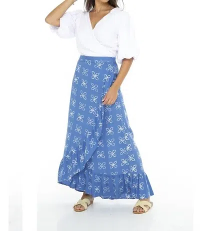 Skemo Shibori Long Wrap Skirt In Blue