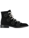 Givenchy Elegant Studs Suede Leather Boots In Black