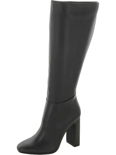 Steve Madden Womens Leather Wide Calf Knee-high Boots In Black