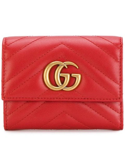 Gucci Gg Marmont Matelassé Wallet In Red