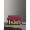 BURBERRY Small Leather and House Check Crossbody Bag,40598131