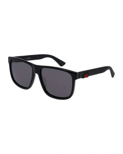 Gucci Square Acetate Sunglasses, Black