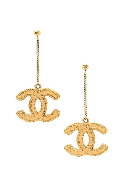 Pre-owned Chanel Coco Mark Dangle Earrings In Light Gold