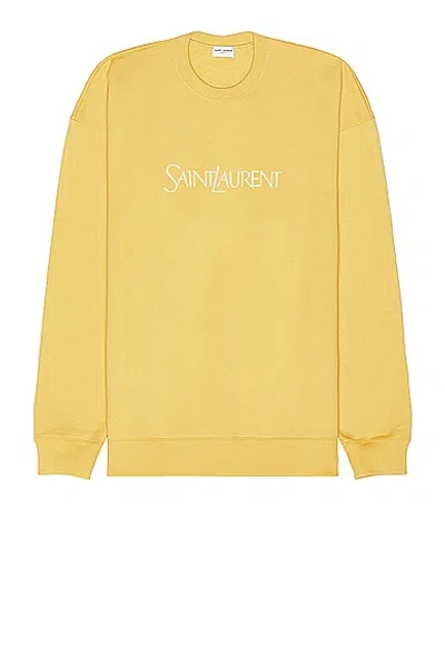 Saint Laurent Logo-print Cotton Sweatshirt In 7290 Jaune/naturel