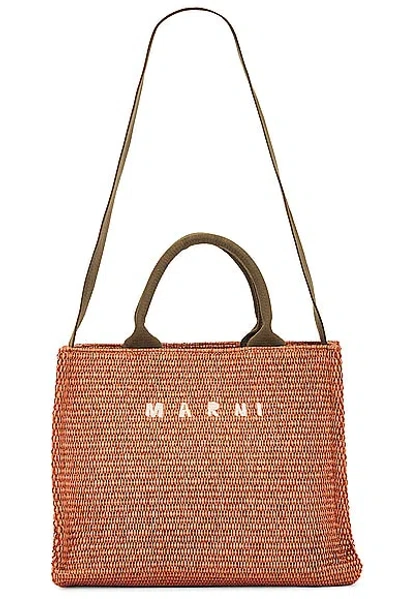 Marni Small Basket Bag In Burgundy