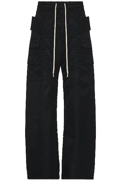 Rick Owens Drkshdw Creatch Wide-leg Cotton-twill Drawstring Cargo Trousers In Black