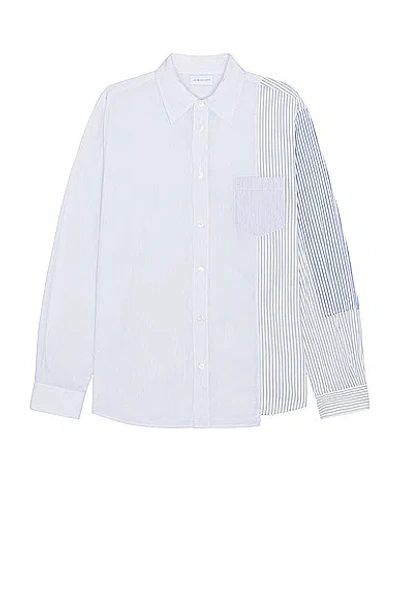 John Elliott Paneled Cloak Button Up In Blue & White