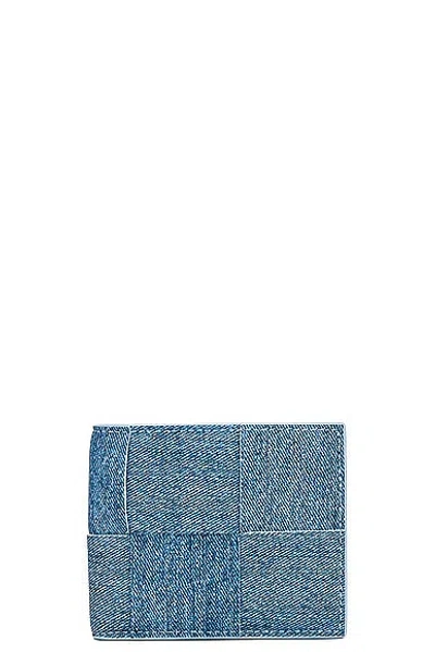 Bottega Veneta Cassette Denim Bi-fold Wallet In Heather Blue