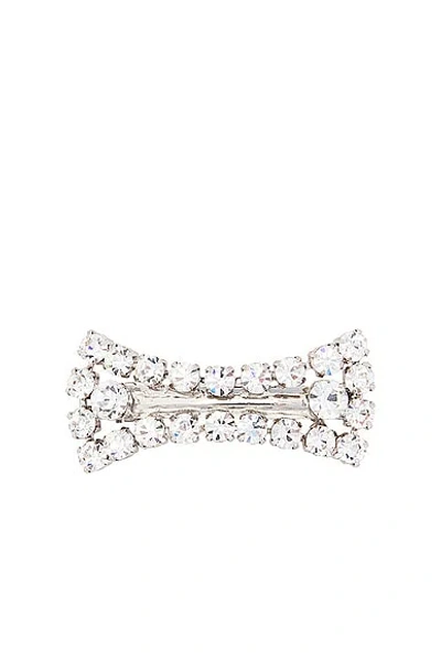 Alessandra Rich Crystal Bow Hair Clip In Silver