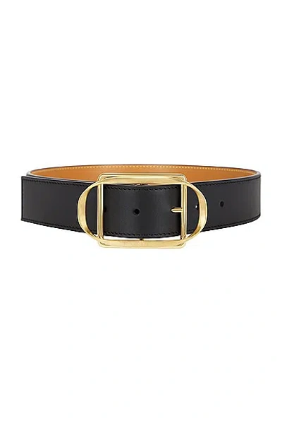 Loewe Curved Buckle Belt In Black & Gold