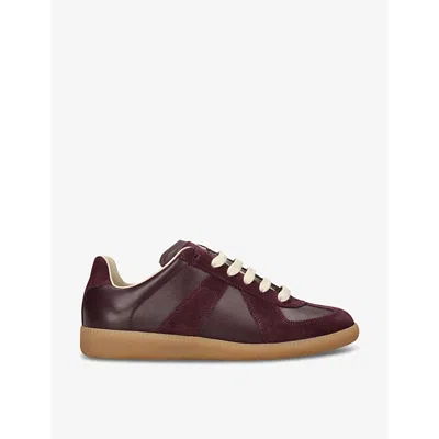 Maison Margiela Womens Wine Replica Leather Low-top Trainers