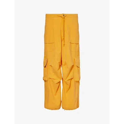 Entire Studios Mens Citrine Freight Wide-leg Relaxed-fit Cotton Cargo Trousers