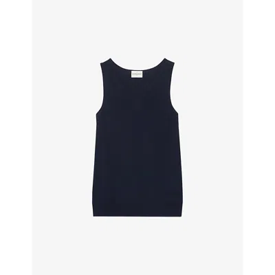 Claudie Pierlot V-neck Knitted Tank Top In Bleus