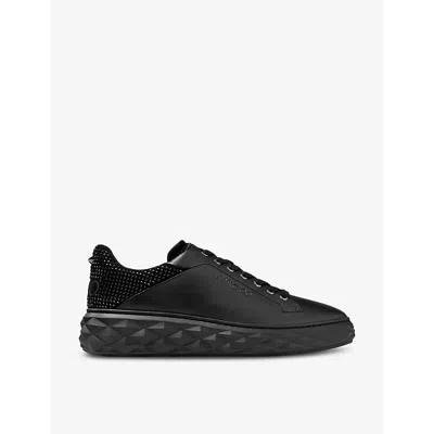 Jimmy Choo Diamond Maxi Logo-embossed Leather Low-top Trainers In V Black/black