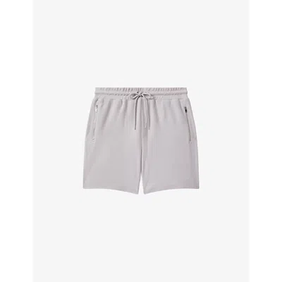 Reiss Mens Silver Hester Textured-weave Cotton Shorts