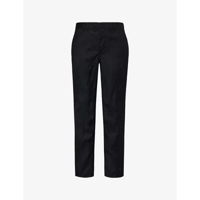 Black Comme Des Garcon Mens Black Celestial-embroidered Straight-leg Wool Trousers