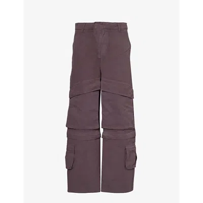 Entire Studios Wide Leg Cotton Cargo Trousers In Brown