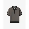 Reiss Boys Hunting Green Kids Brunswick Graphic-weave Knitted Polo Shirt 3-14 Years